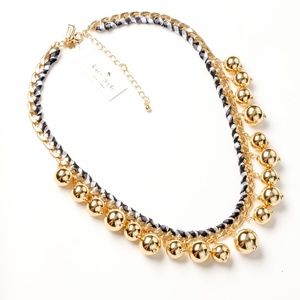 kate spade gold ball black rope statement necklace